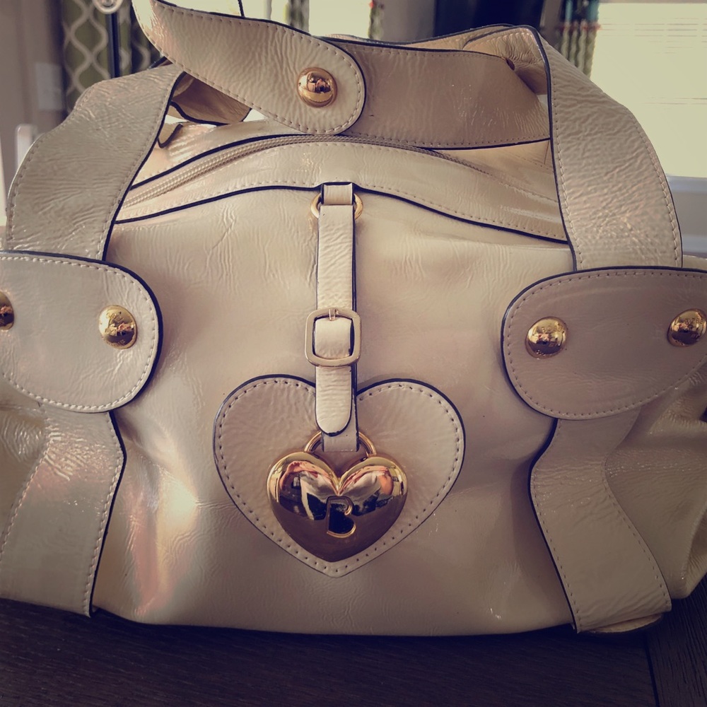 BOBBI BY SHARIF Cream Genuine Patent Leather Hobo - Picture 1 of 5